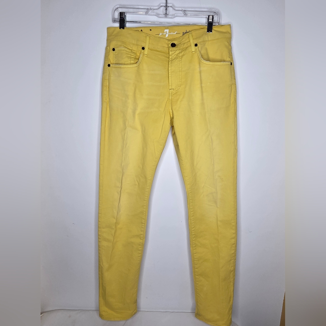 7 For All Mankind Size 32 Yellow Pants 97%Cotton 3% Spandex
